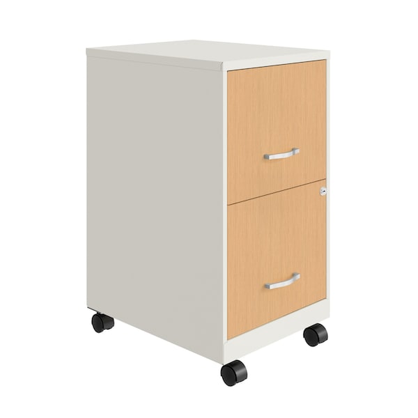 Space Solutions 14.25 in W 2 Drawer Mobile File Cabinet, Pearl White / Platinum Oak - 25854