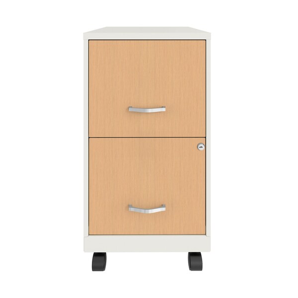 Space Solutions 14.25 in W 2 Drawer Mobile File Cabinet, Pearl White / Platinum Oak - 25854