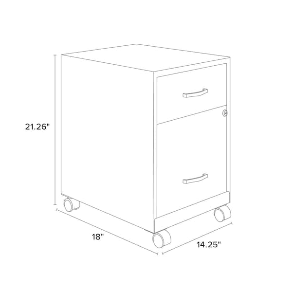 Space Solutions 14.25 in W 2 Drawer Mobile Vertical File Cabinet W/ Accessory Drawer, Pearl White / Navy - 25940
