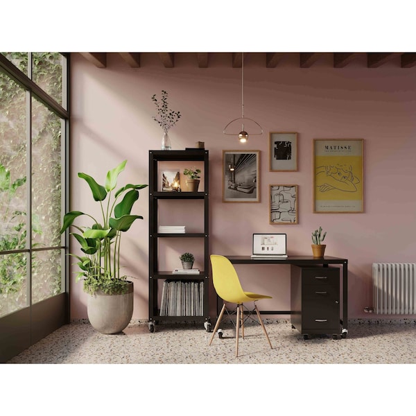 Space Solutions 14.25 in W 3 Drawer Mobile Vertical File Cabinet, Black - 24427