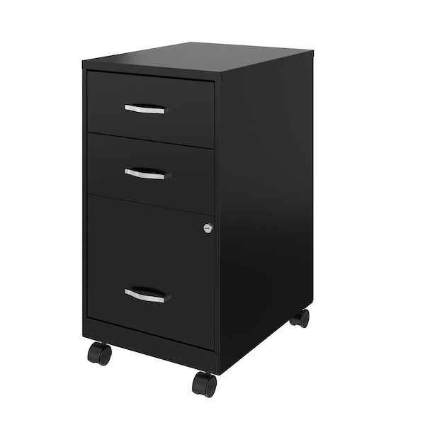 Space Solutions 14.25 in W 3 Drawer Mobile Vertical File Cabinet, Black - 24427