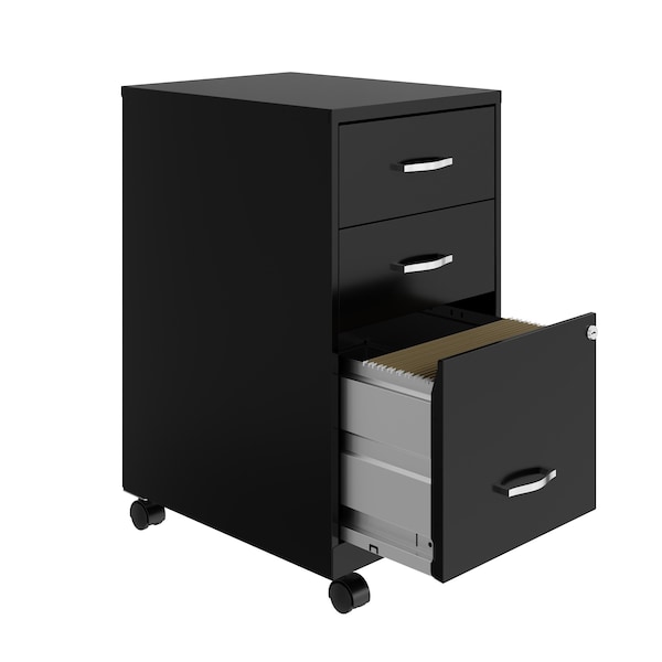 Space Solutions 14.25 in W 3 Drawer Mobile Vertical File Cabinet, Black - 24427