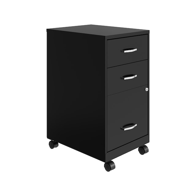 Space Solutions 14.25 in W 3 Drawer Mobile Vertical File Cabinet, Black - 24427