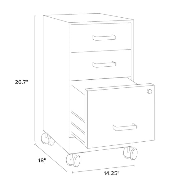 Space Solutions 14.25 in W 3 Drawer Mobile Vertical File Cabinet, Black - 24427