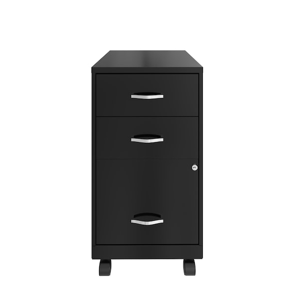 Space Solutions 14.25 in W 3 Drawer Mobile Vertical File Cabinet, Black - 24427