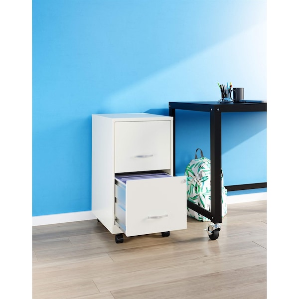 Space Solutions 14.25 in W 2 Drawer Mobile Vertical File Cabinet, Pearl White - 24406