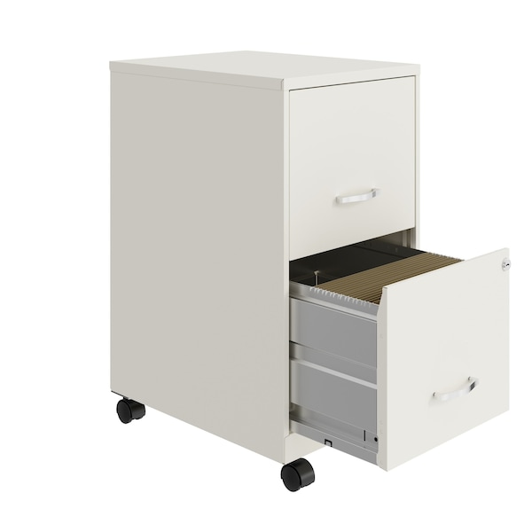 Space Solutions 14.25 in W 2 Drawer Mobile Vertical File Cabinet, Pearl White - 24406