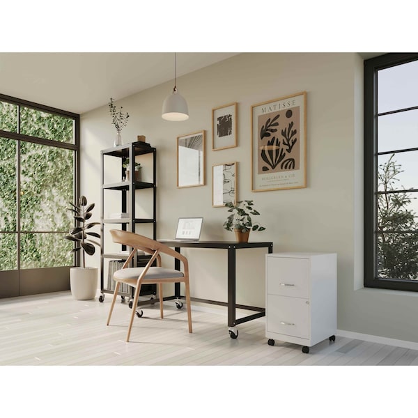 Space Solutions 14.25 in W 2 Drawer Mobile Vertical File Cabinet, Pearl White - 24406