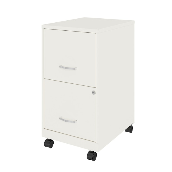 Space Solutions 14.25 in W 2 Drawer Mobile Vertical File Cabinet, Pearl White - 24406