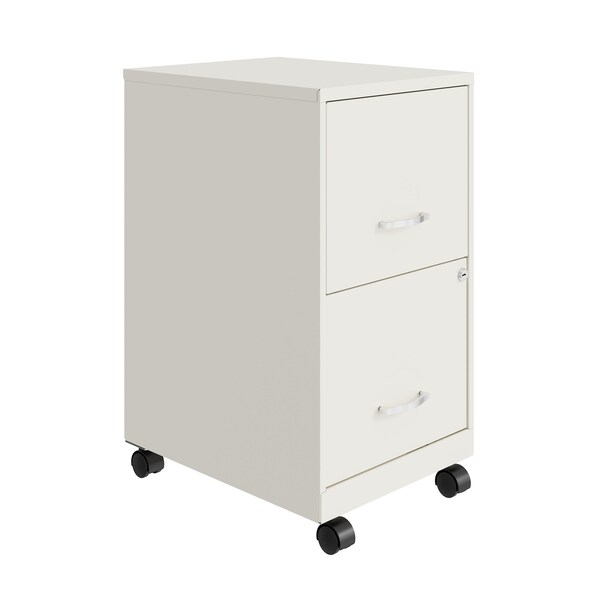 Space Solutions 14.25 in W 2 Drawer Mobile Vertical File Cabinet, Pearl White - 24406
