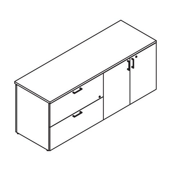 Groupe Lacasse File/Bookcase Credenza, Sq Handle, 72inx20inx29in, Hard Rock Maple - LAS31NELF2072BE
