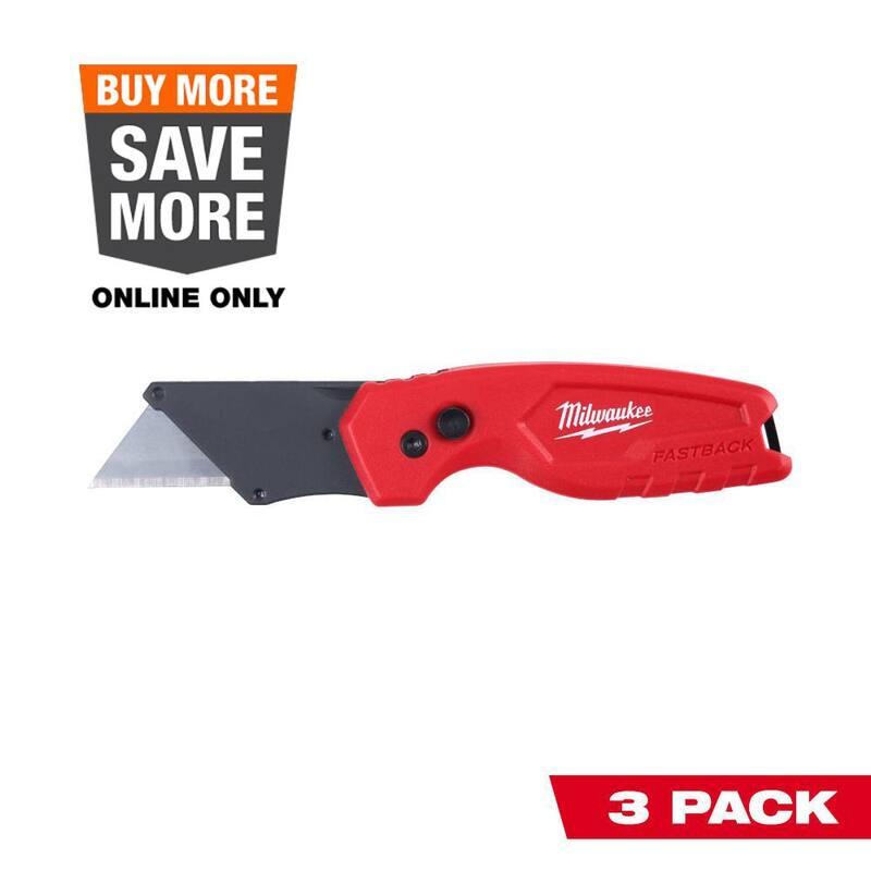 Milwaukee FASTBACK Compact Folding Utility Knife with General Purpose Blade (3-Pack) - 48-22-1500PA