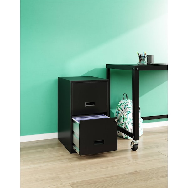 Space Solutions 14.25 in W 2 Drawer Vertical File Cabinet, Black - 24154