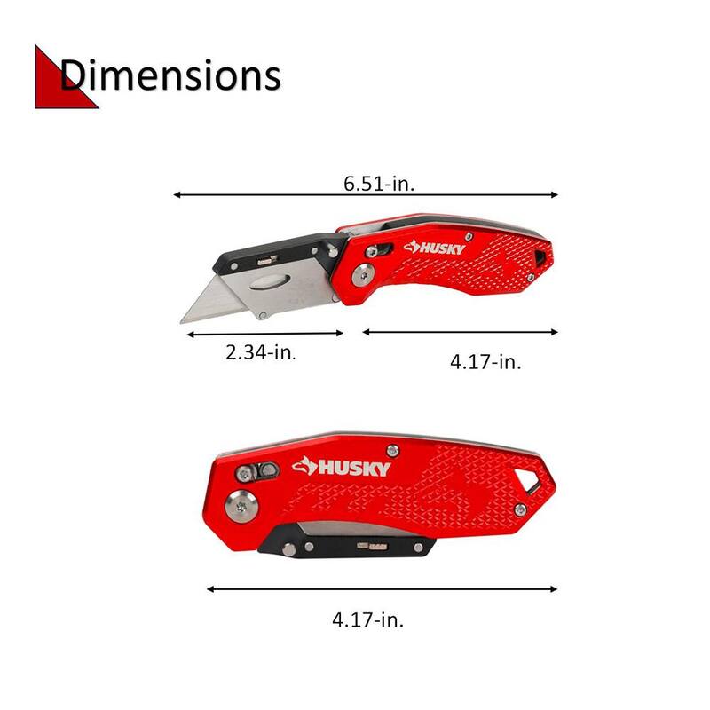 Husky Rapid Lock Utility Knife w/Aluminum and 10 Blades - 00054