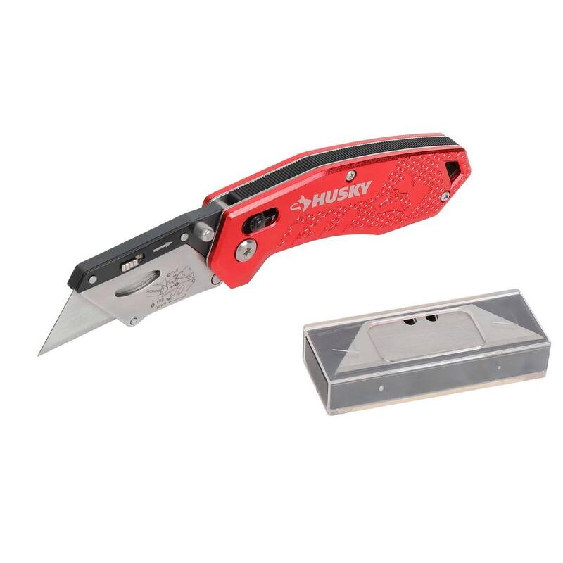 Husky Rapid Lock Utility Knife w/Aluminum and 10 Blades - 00054