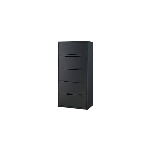 Global Equipment Interion    30" Premium Lateral File Cabinet 5 Drawer Black - LF-305D-BLACK