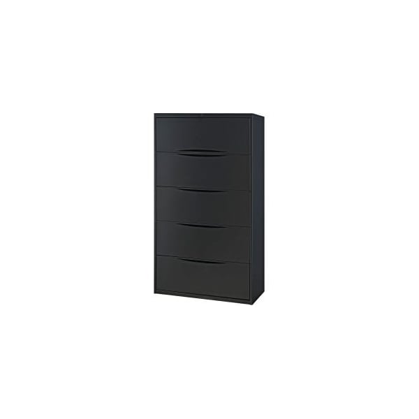 Global Equipment Interion    36" Premium Lateral File Cabinet 5 Drawer Black - LF-365D-BLACK