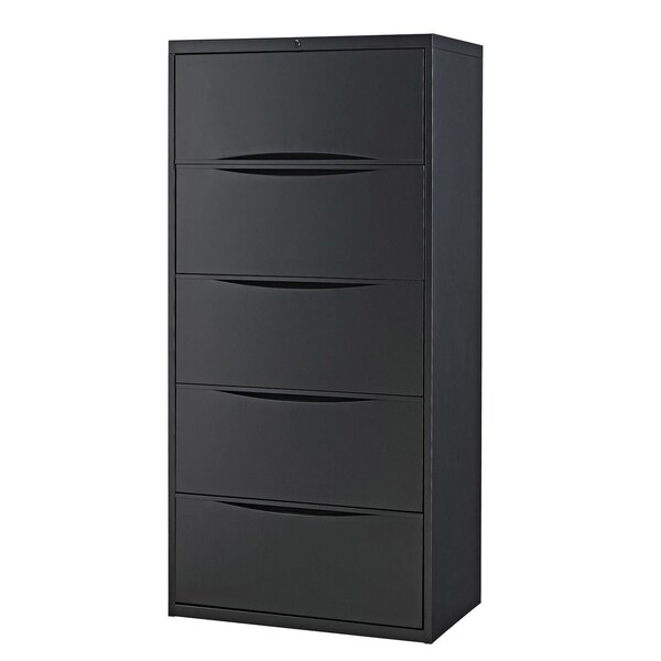 Global Industrial 30W Premium Lateral File Cabinet, 5 Drawer, Black - 252468BK