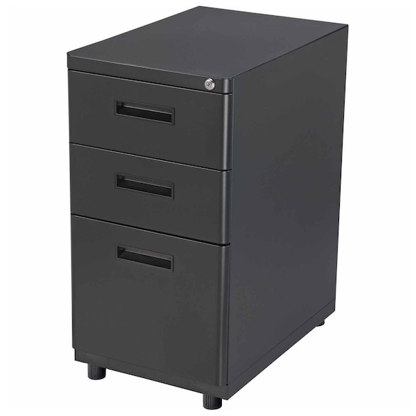 Global Industrial 3 Drawer Pedestal File Cabinet, Black - 240272