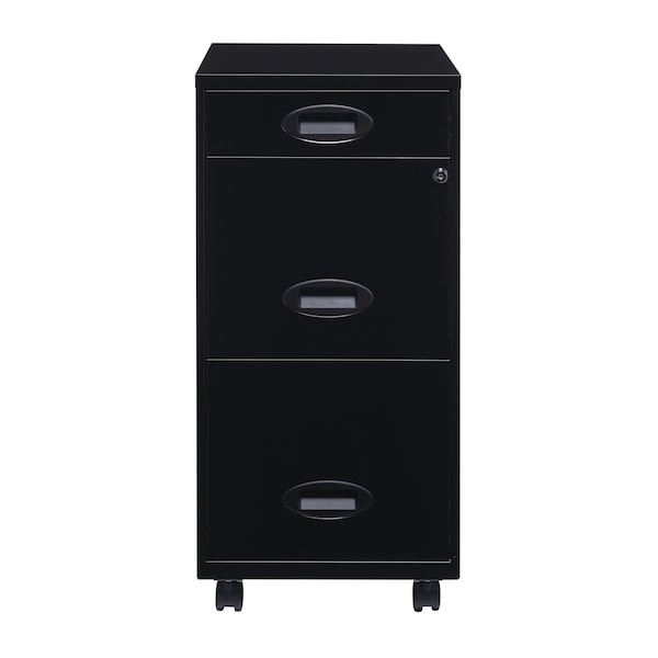 Space Solutions 14.25 in W 3 Drawer Mobile Vertical File Cabinet, Black - 17427