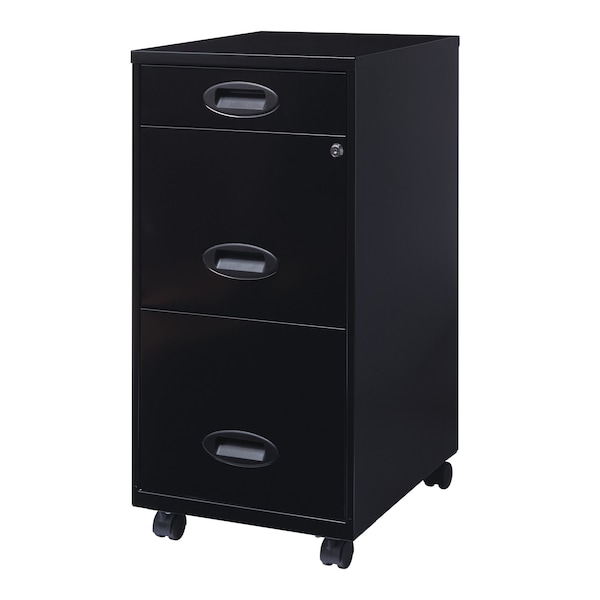 Space Solutions 14.25 in W 3 Drawer Mobile Vertical File Cabinet, Black - 17427