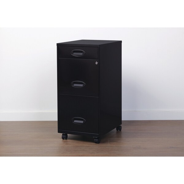 Space Solutions 14.25 in W 3 Drawer Mobile Vertical File Cabinet, Black - 17427