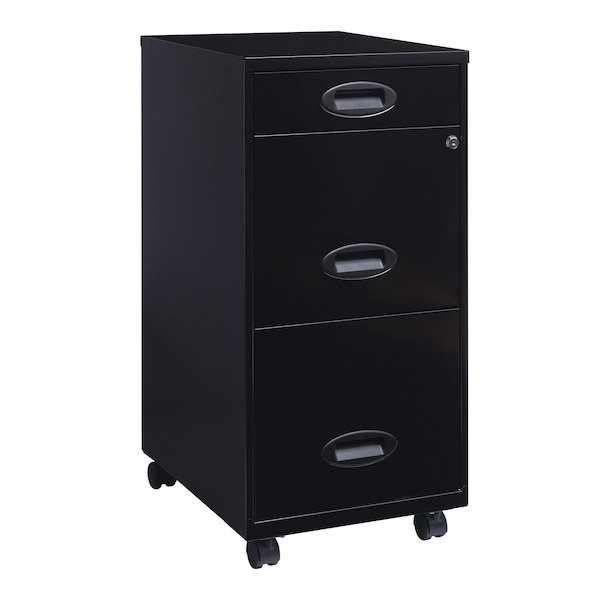 Space Solutions 14.25 in W 3 Drawer Mobile Vertical File Cabinet, Black - 17427