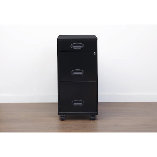 Space Solutions 14.25 in W 3 Drawer Mobile Vertical File Cabinet, Black - 17427