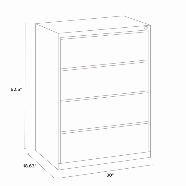 Alera Lateral File, 4 Legal/Letter-Size File Drawers, Light Gray, 30 in. x 18.62 in. x 52.5 in. - 26142