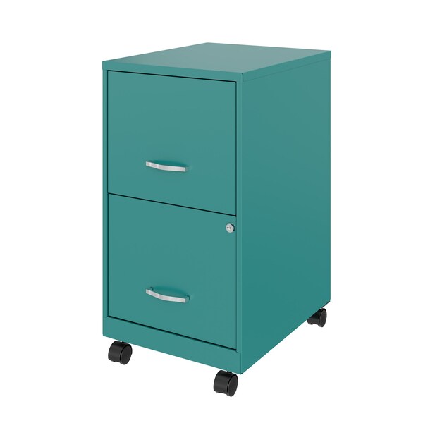 Space Solutions 14.25 in W 2 Drawer Mobile Vertical File Cabinet, Teal - 24408