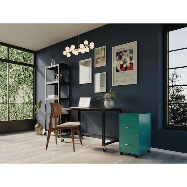Space Solutions 14.25 in W 2 Drawer Mobile Vertical File Cabinet, Teal - 24408
