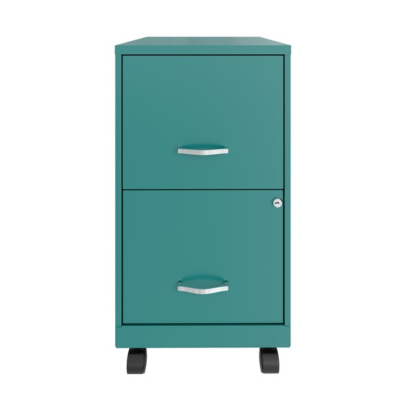 Space Solutions 14.25 in W 2 Drawer Mobile Vertical File Cabinet, Teal - 24408