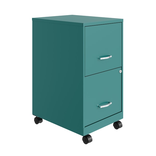 Space Solutions 14.25 in W 2 Drawer Mobile Vertical File Cabinet, Teal - 24408