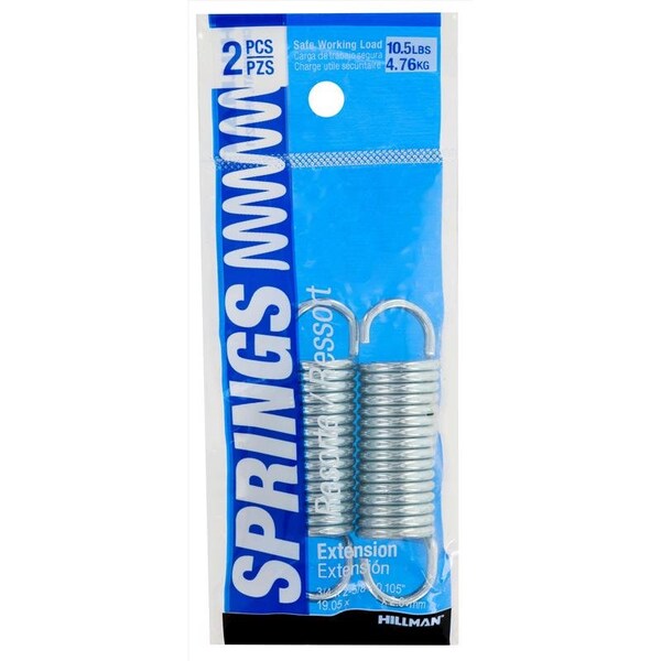 Hillman 2.25 in. L X 3/4 in. D Extension Spring, 2PK - 543032