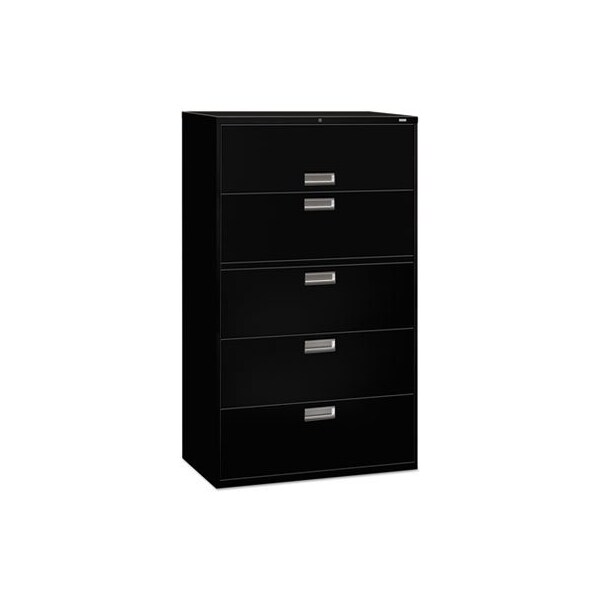 Hon HON, 600 SERIES FIVE-DRAWER LATERAL FILE, 42W X 18D X 64.25H, BLACK - 695LP