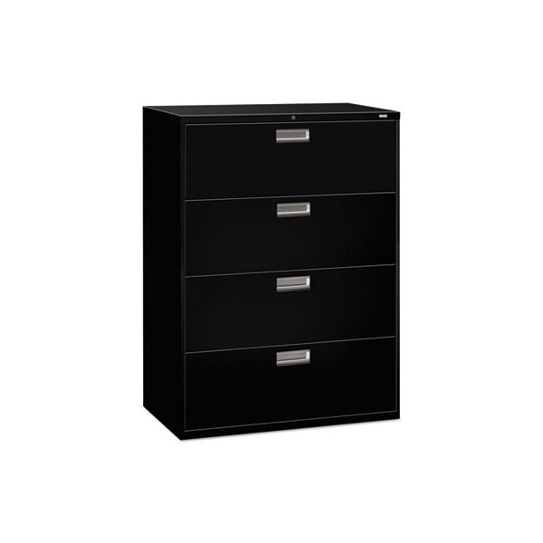 Hon HON, 600 SERIES FOUR-DRAWER LATERAL FILE, 42W X 18D X 52.5H, BLACK - 694LP