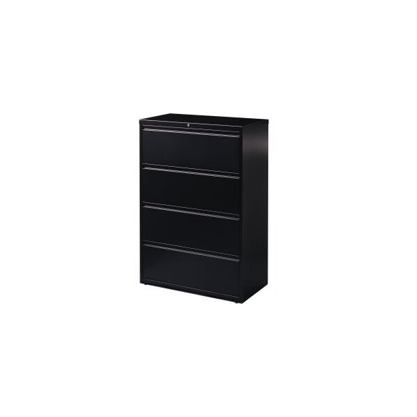 Hirsh Industries Space Solutions Lateral File Cabinet, 4 Letter/Legal/A4-Size File Drawers, Black, 36 x 18.62 x 52.5 - 14989