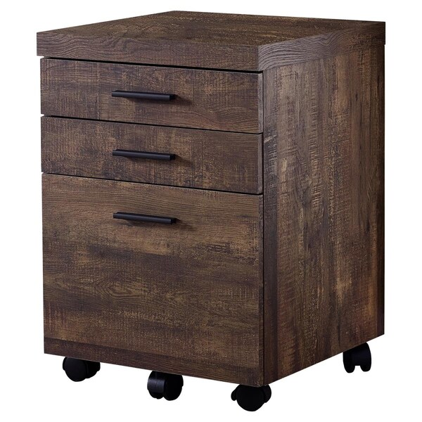 Daphnes Dinnette 3 Drawer Brown Reclaimed Wood Filing Cabinet on Castors - DA3067074