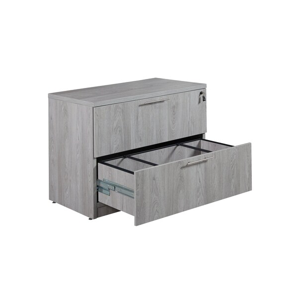 We'Re It Ultra Premium Series 34" 2-Drawer Locking Lateral File with File Bars, Grey Oak - UP112-GO