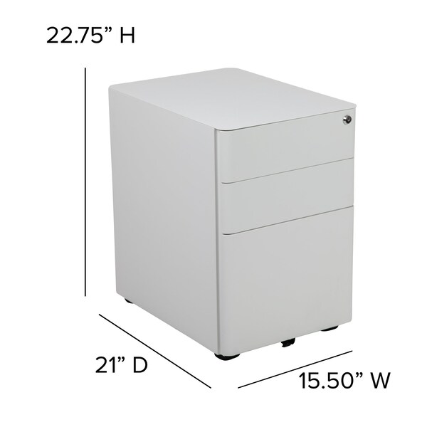 Flash Furniture 3-Drawer Filing Cabinet, White - HZ-CHPL-01-W-GG