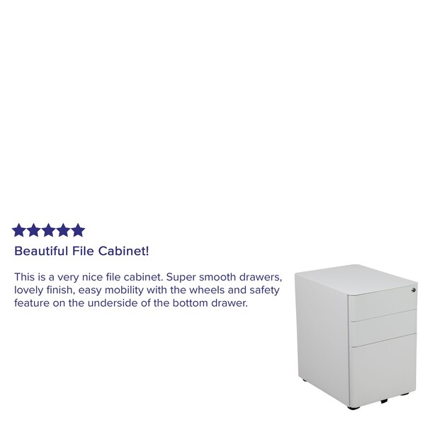 Flash Furniture 3-Drawer Filing Cabinet, White - HZ-CHPL-01-W-GG