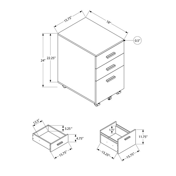 Monarch Specialties File Cabinet, Rolling Mobile, Storage Drawers, Printer Stand, Office, Work, Laminate, Brown - I 7782
