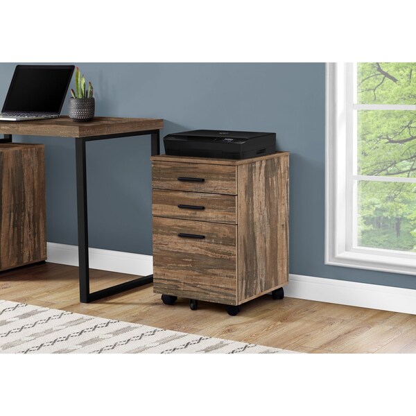 Monarch Specialties File Cabinet, Rolling Mobile, Storage Drawers, Printer Stand, Office, Work, Laminate, Brown - I 7782