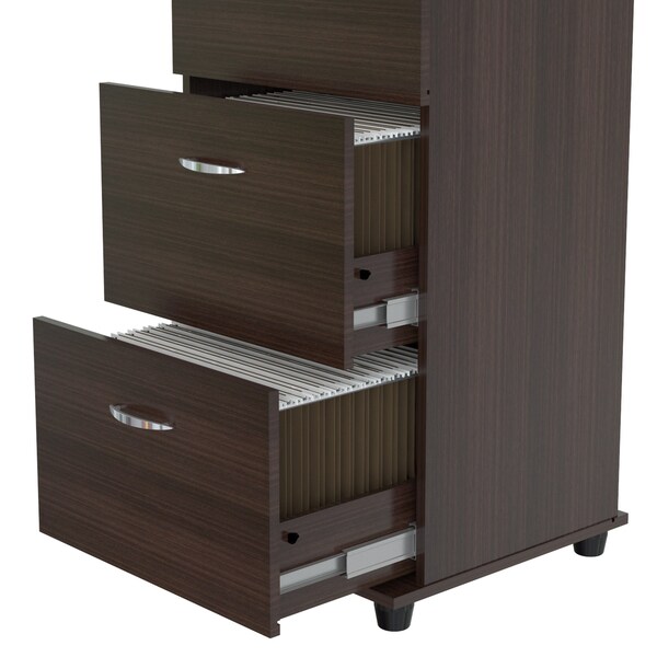 Inval File Cabinet 18.66 in W x 15.75 in D x 37.16 in H in Espresso - AR-3X3R