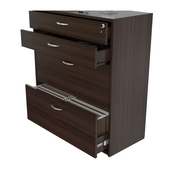 Inval File Cabinet 37.47 in W x 15.75 in D x 38 in H in Espresso - B2AR-2705