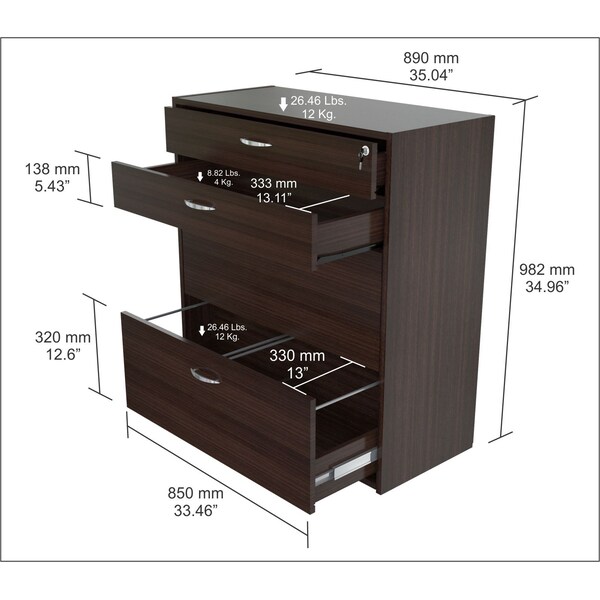 Inval File Cabinet 37.47 in W x 15.75 in D x 38 in H in Espresso - B2AR-2705
