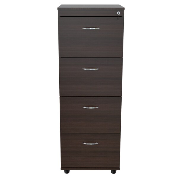 Inval File Cabinet 18.66 in W x 17.72 in D x 51.97 in H in Espresso - AR-4X4R