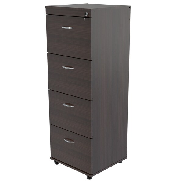 Inval File Cabinet 18.66 in W x 17.72 in D x 51.97 in H in Espresso - AR-4X4R