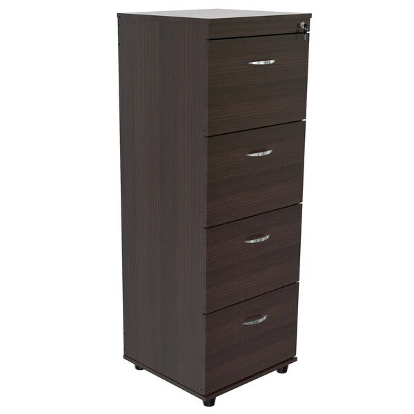 Inval File Cabinet 18.66 in W x 17.72 in D x 51.97 in H in Espresso - AR-4X4R