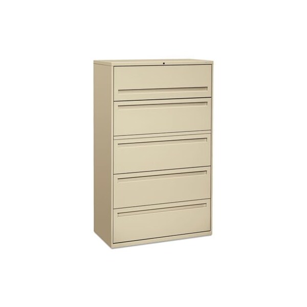 Hon HON, 700 SERIES FIVE-DRAWER LATERAL FILE WITH ROLL-OUT SHELVES, 42W X 18D X 64.25H, PUTTY - 795LL